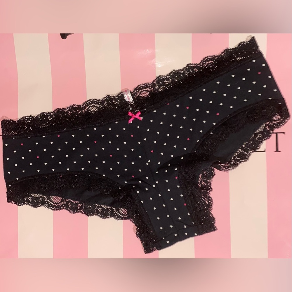 Vintage Victoria's Secret PINK lace Hipster Y2K cotton pink panties hearts bow
